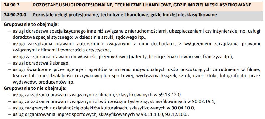 pozostałe usługi profesjonalne